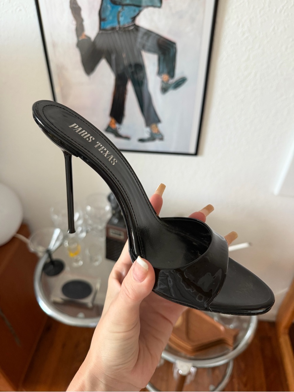 Paris Texas Black Patent Leather Stiletto Mule